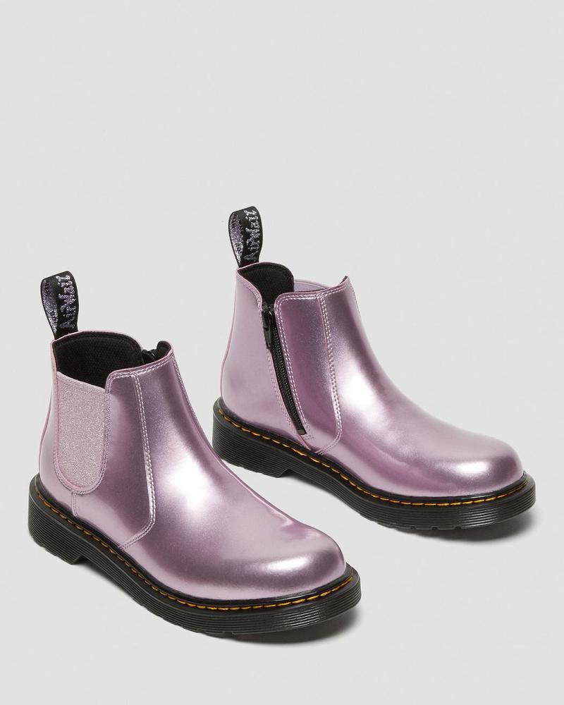 Kids' Dr Martens Youth 2976 Metallic Chelsea Boots Pink | AU 670LIS